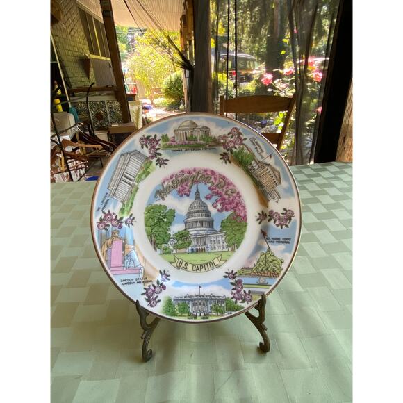 1980s US Capitol Washington DC Decor Souvenir Plate 7.5 inches Silberne Product - Picture 11 of 14